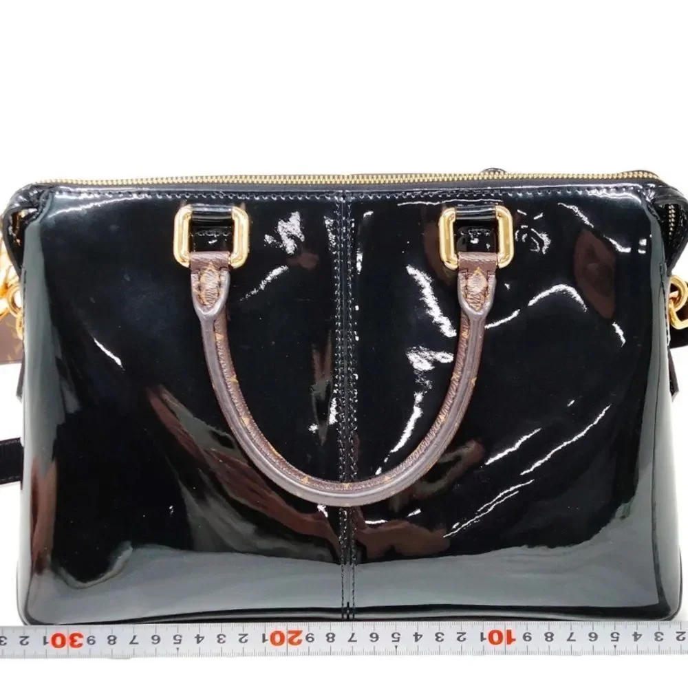Louis Vuitton LV Handbag M54626 Miroir Black Patent LV Canvas Top Handle Tote - Picture 2 of 16